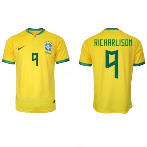 Brazil Richarlison #9 Replica Home Stadium Shirt World Cup 2022 Short Sleeve